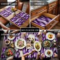 thumbnail image 3 of Abstract Gradient Purple Line Placemats Set of 4,Wipeable Washable Table Mats for Dining Tables, Watercolor Waves Stripes Place Mats for Kitchen Event Party Tabletop Decor, 3 of 9