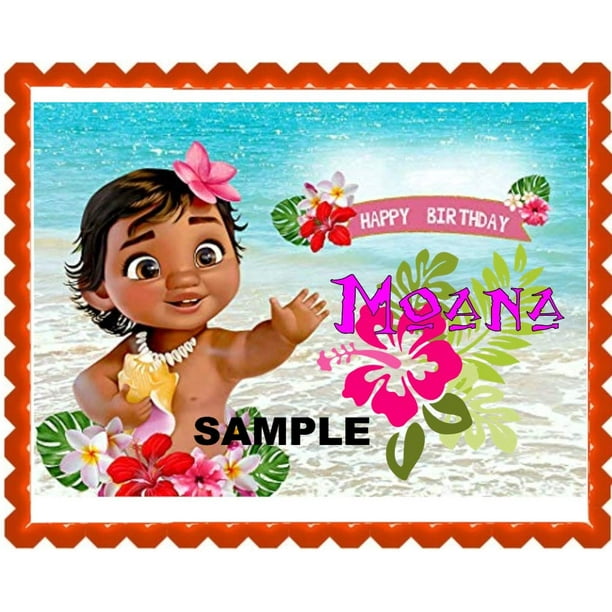 Baby Moana Islander Edible Cake Topper Party Edible Cake Image Decoration Sugar Sheet Walmart Com
