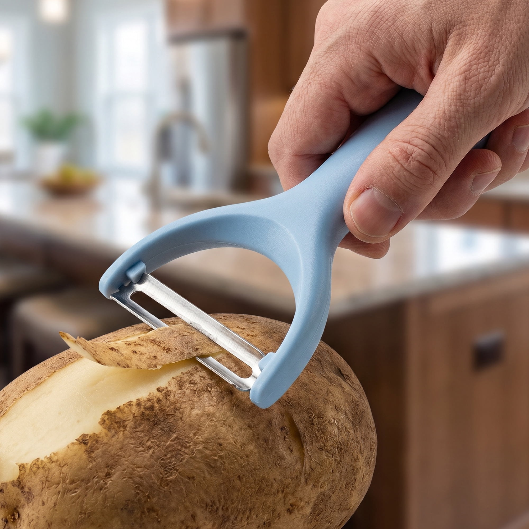 Unique Bargains Vegetable and Apple Peeler with Ergonomic Handle Blue 5.1x2.4 inch