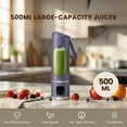 thumbnail image 3 of Portable Personal Electric Blender，500ML Portable Shakes and Smoothies Blender，12 Blades USB Rechargeable Small Blenders、Mixing、Compact、Convenient and Versatile (Purple), 3 of 9