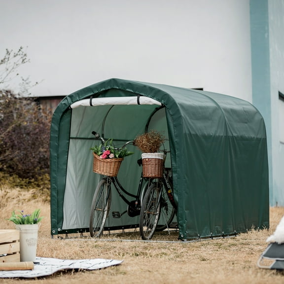 Outdoor Storage Shed 7 x 5Ft Heavy Duty Portable Storage Shelter with Roll-up Zipper Door for Bike, Mower, Garden Storage