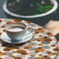 thumbnail image 3 of Ambesonne Geometric Fitted Round Tablecloth, Retro Rounds Circles Art, 36"- 40" Diameter, Amber Cinnamon Beige, 3 of 5