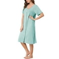 thumbnail image 4 of INSPIRE CHIC Women's Nightgown Button Down Soft Modal Short Sleeve Pajama Sleepshirts M Light Green, 4 of 6