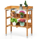 Costway Garden Wooden Potting Bench Work Station Table Tool Storage ...