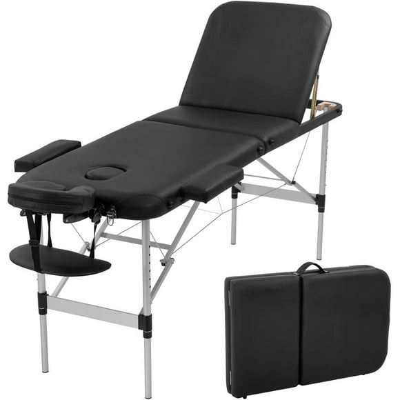 Aluminium Massage Table Portable Massage Bed 73 Inch Long Height Adjustable 3 Folding Massage Table Carry Case Spa Bed Face Cradle Salon Bed Tattoo Bed