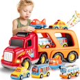 thumbnail image 2 of TEMI Vehículos de transporte de camiones para niños pequeños, juguetes 5 en 1 para niños de 3 4 5 6 7 años, coches de juguete para niños pequeños de 1 a 3 años, juego de potencia de fricción para niño, 2 of 4