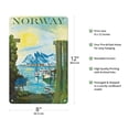 thumbnail image 2 of Norway - Scandinavia - Boats in Fishing Village - Vintage Travel Poster by Lars Thorsen c.1940s - 8 x 12 inch Vintage Metal Tin Sign, 2 of 4