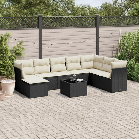 vidaXL Garden Sofa Set Black