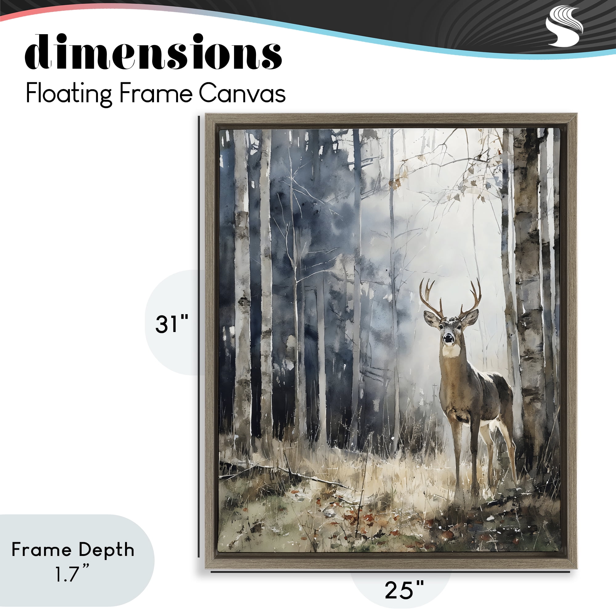 Stupell Industries Deer In The Woods Brown Framed Floater Canvas Wall Art, design by Franklyn Gregory
