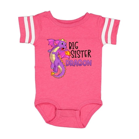 

Inktastic Big Sister Cute Purple Dragon Gift Baby Girl Bodysuit