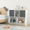 thumbnail image 2 of Kids Toy Storage Organizer with Bookcase, Kids Bookcase with 2 Drawers, Wooden 5 Cubby Bookcase Toy Cabinet for Kids Room, Playroom, Kindergarten, Nursery, 2 of 8
