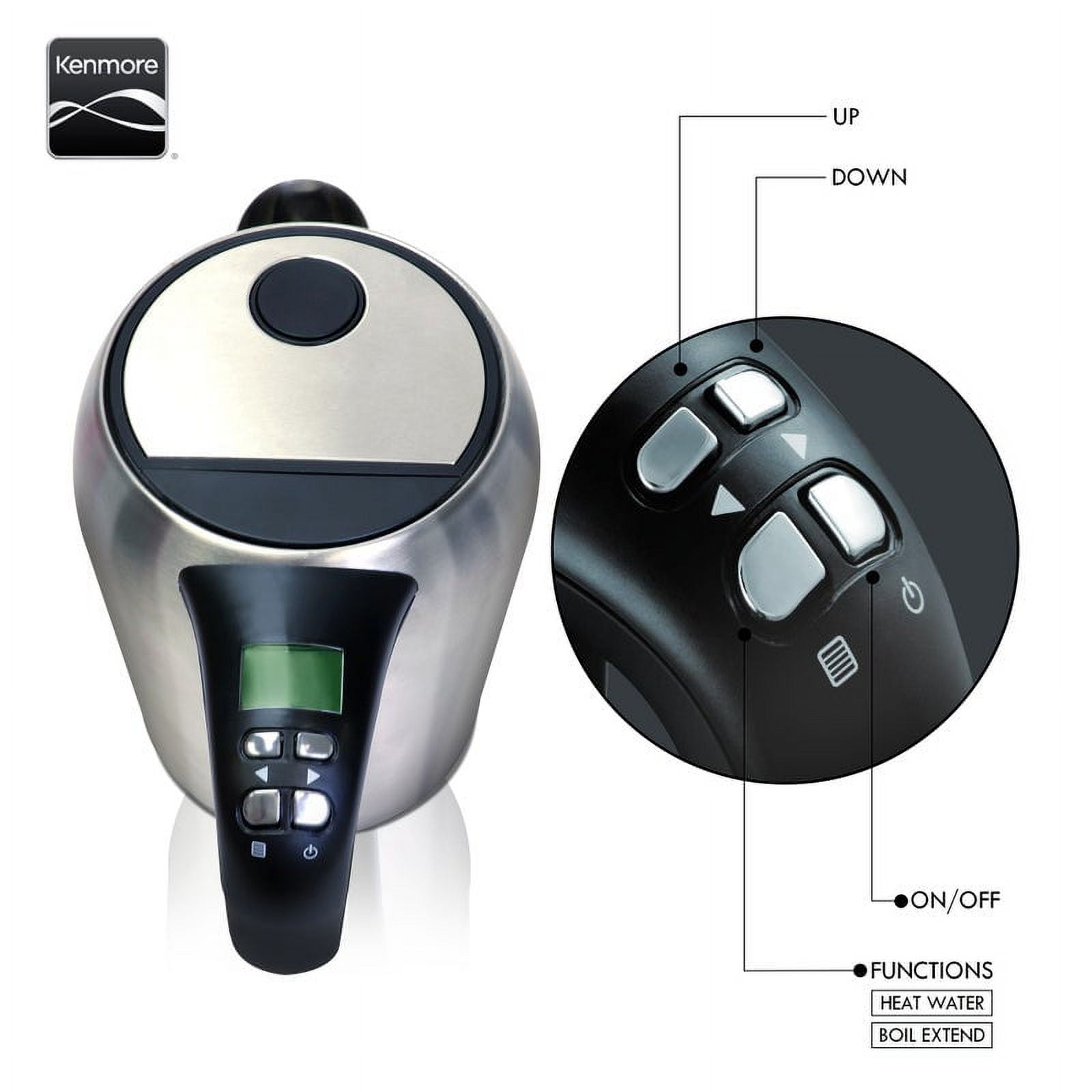 Kenmore Digital Electric Stainless steel Kettle 1.7L, Temperature control electric kettle, Silver