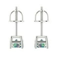 thumbnail image 4 of 2 Ct Emerald Cut Studs Blue Moissanite 14K White Solid Solid Gold Everyday Dainty Earrings Screw Back, 4 of 7