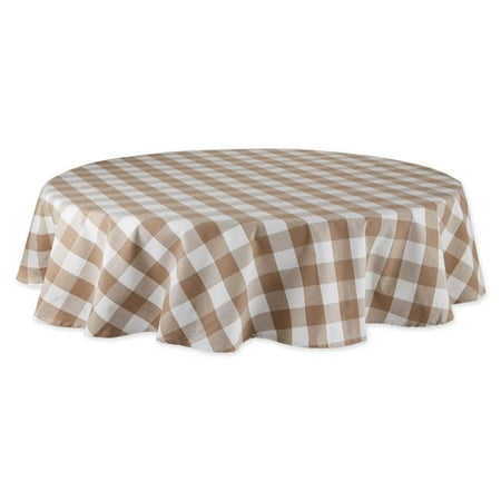 

70 in. Stone Buffalo Check Round Tablecloth