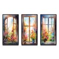 thumbnail image 3 of Designart "Floral Window Display Nature s III" Floral Window Framed Wall Art Set Of 3 - Red Window Frame Gallery Wall Set For Home Decor, 3 of 7