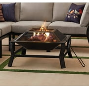 Mainstays Greyson 30 Square Wood Burning Fire Pit with Mesh Screen, Steel Fire Pit
