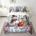 thumbnail image 2 of Manfei Xmas Snowman Deer 7pcs Bedding Comforter Set for Teens Boys Girls,Happy New Year Queen Bedding Sets Super Cozy,Merry Christmas Queen Sheet Sets,Microfiber Bedroom Decor,Reversible, 2 of 8