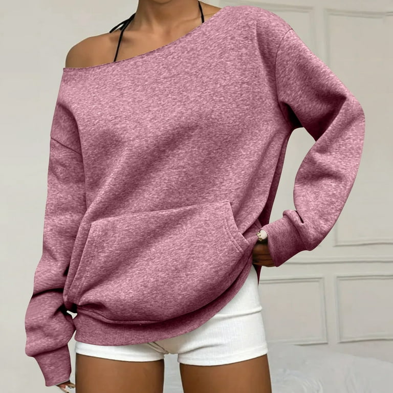 Tianiyouqing Off Shoulder Sweatshirt for Women Long Sleeve Slouchy