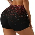 thumbnail image 2 of Sigee Red Glitter1 Print Women's High Waist Workout Shorts - Squat Proof, Tummy Control, Yoga and Gym Activewear-, 2 of 9