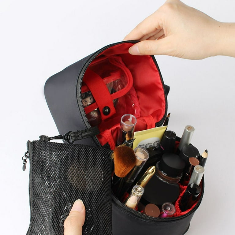cylinder toiletry travel bag pouch Travel Storage Case Ins Style Multi-Functional Makeup Pouch Handbag Cylinder  Cosmetic Bag Toiletry Bag PINK