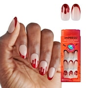 KISS imPRESS Halloween Press On Nails, ‘Be Witched’, Red, Medium Oval, 30 Count