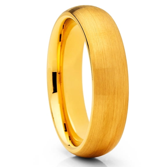 6mm Yellow Gold Tungsten Ring,Engagement Ring,Anniversary Ring,Dome wedding Ring,Anniversary Ring