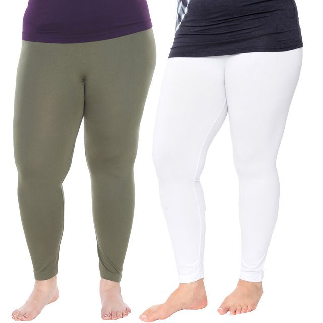 White Mark Leggings Extensibles Doux pour Femmes, Lot de 2