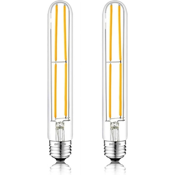 Zhenhe7.3 Inch E26 Led Bulb 60 Watt Dimmable,2700K Soft White Edison Bulbs,6W Tubular T10 Long Clear Glass Light Bulb For Rustic Pendant,Industrial Pipe,Wall Sconces,Chandeliers(2 Pack)