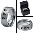 thumbnail image 4 of Tungsten Lucky Number Seven Band Ring 8mm Men Women Comfort Fit Gray Flat Cut Brushed Polished, 4 of 4