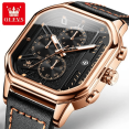 thumbnail image 1 of OLEVS Genuine Leather Strap Waterproof  Rose Gold Watch forAdult Male with Gift Box, 1 of 5