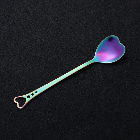 ibasenice Stainless Steel Kitchen Stirring Spoon Set Heart Shaped Dessert Serving Spoons for Women Home Dining 1 Pair
