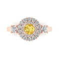thumbnail image 2 of 1.6 ct Brilliant Round Cut Yellow Zircon 14k Rose Gold Halo Solitaire with Accents Bridal Wedding Engagement Promise Anniversary Ring for Women size 6.75, 2 of 7
