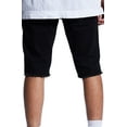 thumbnail image 4 of Crysp Denim Men's Distressed Rips & Repairs Skinny Fit Cut Off Denim Jean Shorts (28, Black), 4 of 7