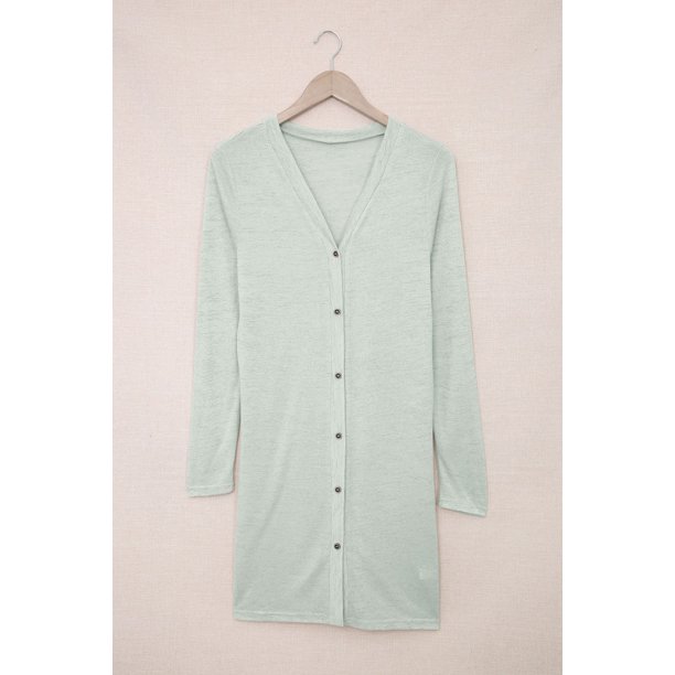 ABPHQTO Cárdigan de botones con frente abierto de color liso para mujer