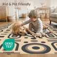 thumbnail image 3 of ODIKA 6'x9' Taupe And Charcoal Geometric Washable Area Rug Modern Symmetry with Bold Graphic for Queen Size Bedroom, Under Bed, Master Suite, Easy Care, Non-Shedding, 3 of 6