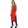 thumbnail image 6 of Bimba Women Red Rayon Tunic 3/4 Sleeve Kurta Kurti Casual Formal Clothing, 6 of 8