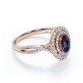 thumbnail image 3 of JeenMata Dual Cluster 1.5 Carat Ovate Created Alexandrite and Moissanite Pave Infinity Engagement Ring in 18K Rose Gold Plating over Silver, 3 of 6