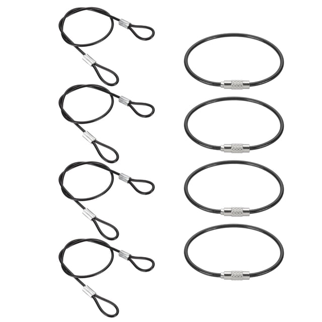 Candado de cable de seguridad de 1 pie (12 pulgadas), 4 Pcs de cable de acero inoxidable trenzado recubierto de seguridad para equipaje