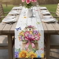 thumbnail image 4 of Spring Groundhog Table Runner 72 Inches, Watercolor Sunflower Botanical Vintage Bed Runner Dresser Scarves Tabletop for Indoor Outdoor Parties/Ceremony/Banquet, 14" x 72", 4 of 8