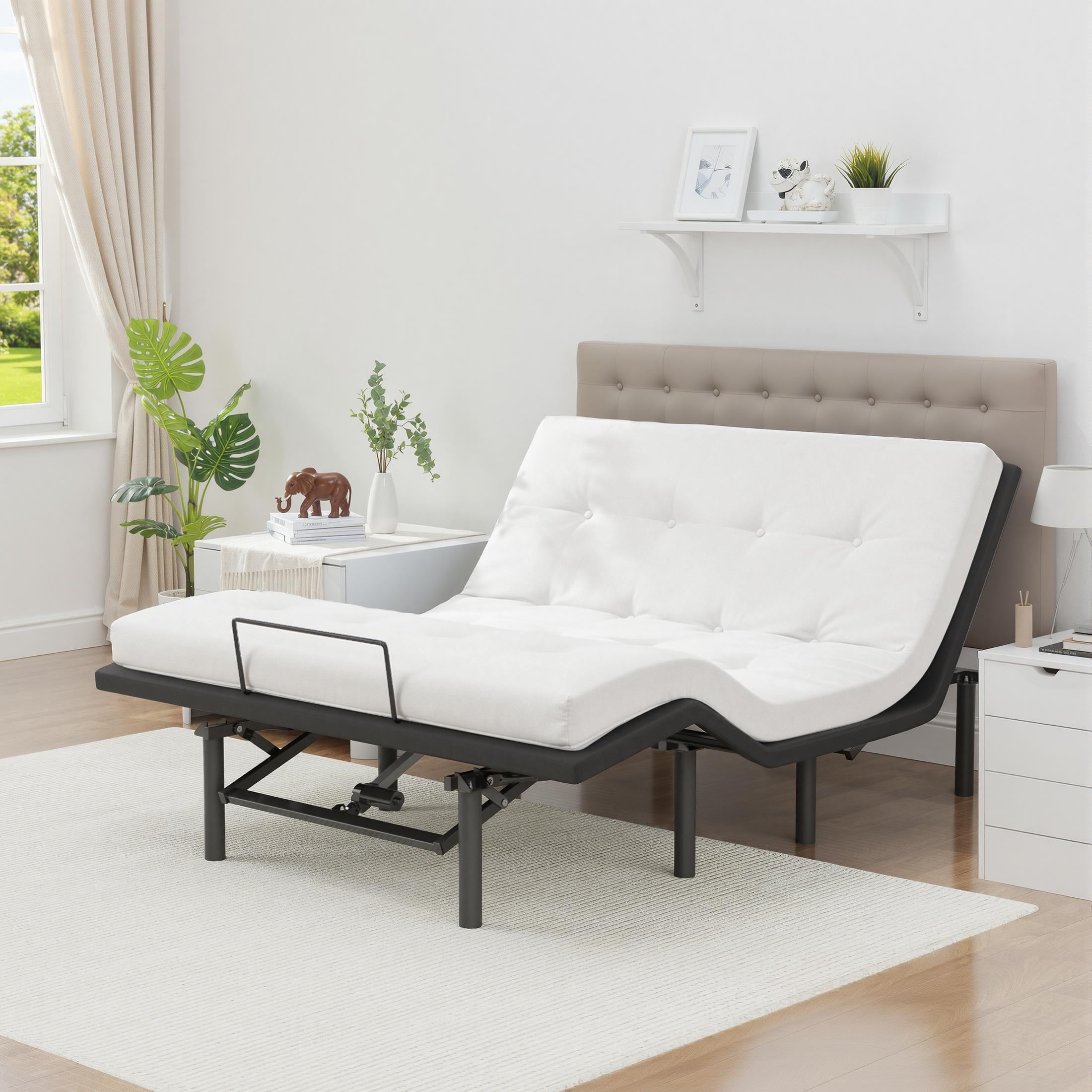 HSUNNS Adjustable Bed Frame, Individually Tilting Head and Foot with Remote, Adjustable Bed Base with Quiet Motor, Electric Bed, Queen Size