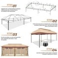 thumbnail image 4 of HOTEEL Heavy Duty 12X20 Outdoor Patio Gazebo with Mosquito Netting Curtains,Double-Roof Canopy Tent Gazebo for Parties,Backyards,Gardens,Khaki, 4 of 12