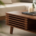 thumbnail image 4 of Mid Century Coffee Table with Storage & Sliding Fence Door, Modern Coffee Tables for Living Room, Walnut Finish, 4 of 7