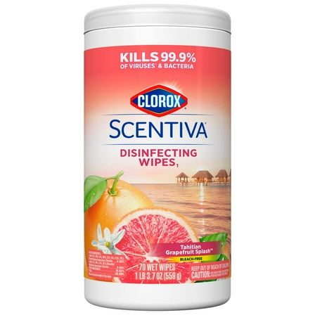 Clorox Scentiva Bleach Free Cleaning Wipes - Tahitian Grapefruit Splash - 70 ct