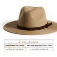 thumbnail image 4 of Panama Hat Sun Hats for Women Men Wide Brim Fedora Straw Beach Hat UV UPF 50- Khaki Brown- L, 4 of 9