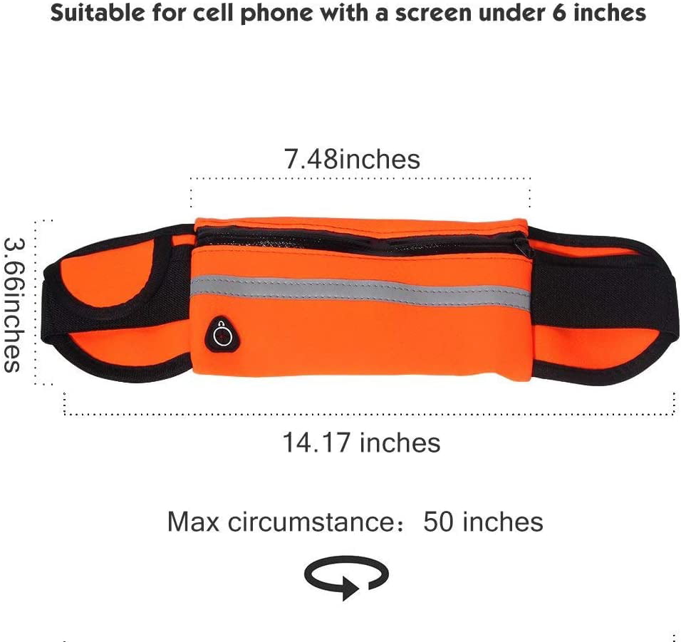 Hold iPhone 8 Plus Screen Size 6.5 Inch Workout Belt Sport Waist Pack for Hiking Cycling Gym Accering Running Belt Waist Bag Fanny Pack for Men & Women with Water Bottle Holder Black 