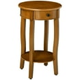 thumbnail image 1 of HOMCOM Table d'Appoint Ronde avec Tiroir de Rangement et Étagère Inférieure, Table de Bout Rétro pour Salon, Chambre, Marron, 1 of 10