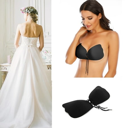 Mascarry Women s Invisible Adhesive Push Up Bra Backless Strapless Bra for Backless Dress