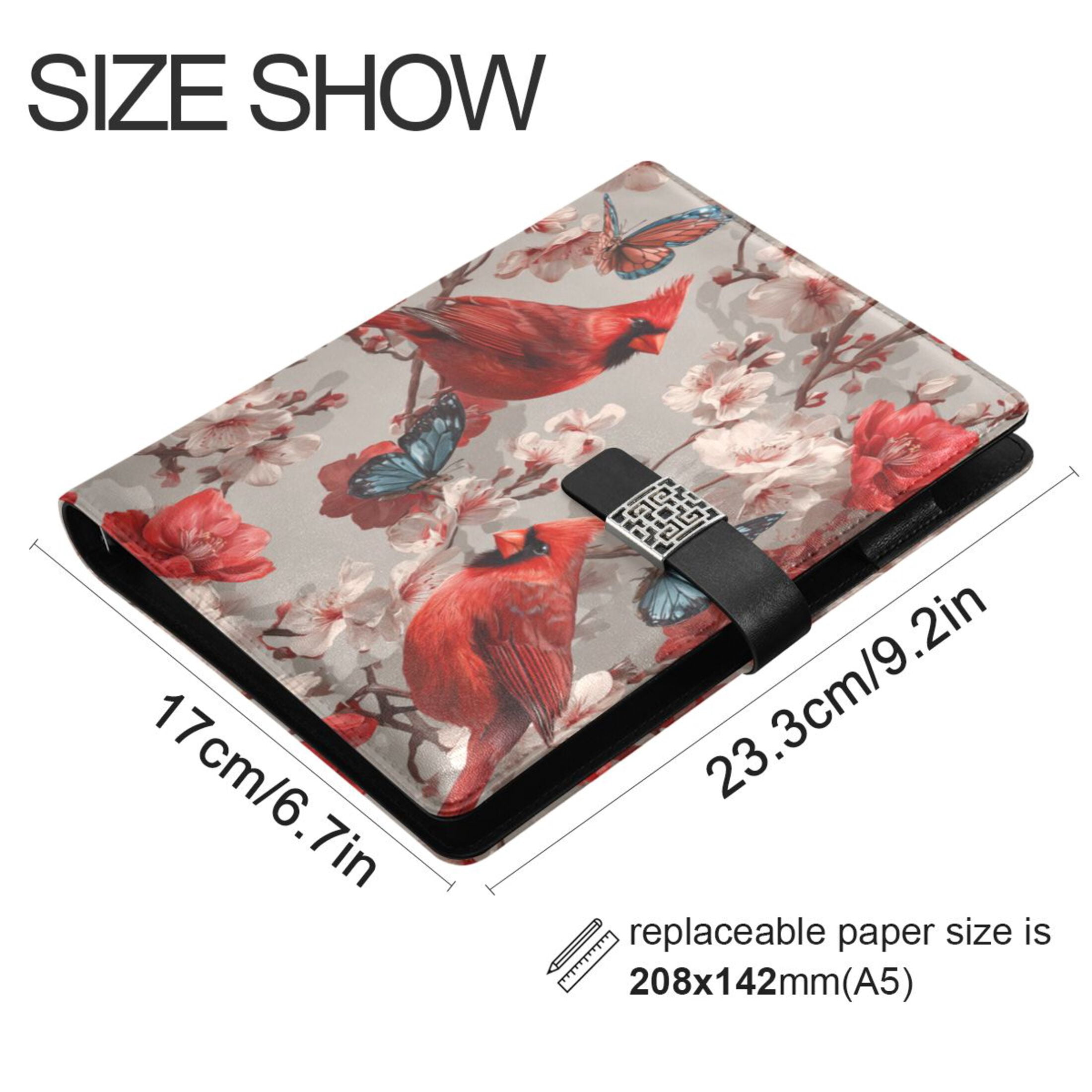 Leather Planner Leather Notebook Notebook Journal Binder Design Pen Pocket Design Convenient for Storage Cute Red Bird