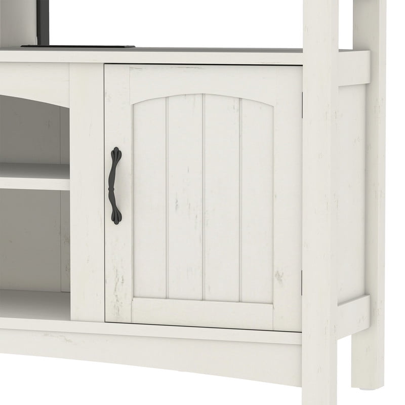 Uforic TV Stand with Mount & LED Lights, Farnhouse Entertainment Center with Power Hub for 70 Inch TV, Warm White