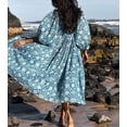 thumbnail image 3 of Eilly Bazar Blue Floral Print Dress for Women Short Sleeve Female Casual Long Dress L, 3 of 5